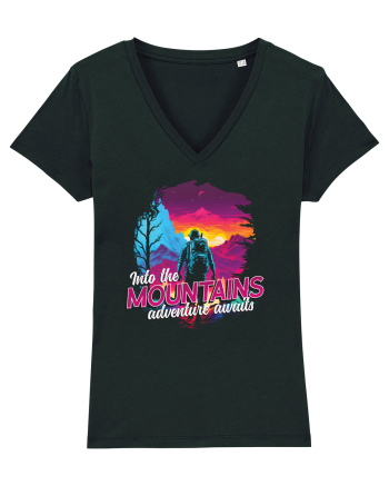 in stil synthwave - Into the mountains adventure awaits Black