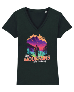 in stil synthwave - The mountains are calling Tricou mânecă scurtă guler V Damă Evoker