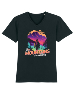 in stil synthwave - The mountains are calling Tricou mânecă scurtă guler V Bărbat Presenter