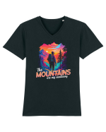 in stil synthwave - The mountains are my sanctuary Tricou mânecă scurtă guler V Bărbat Presenter