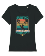 Surfing is my philosophy 101 Tricou mânecă scurtă guler larg fitted Damă Expresser