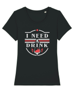 I Need a Drink - White Tricou mânecă scurtă guler larg fitted Damă Expresser
