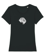 Tandafir alb  Tricou mânecă scurtă guler larg fitted Damă Expresser