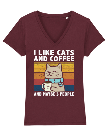 I Like Cats And Coffee And Maybe 3 People Burgundy