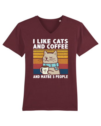 I Like Cats And Coffee And Maybe 3 People Burgundy