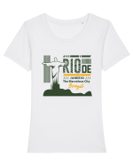 Rio de Janerio Tricou mânecă scurtă guler larg fitted Damă Expresser