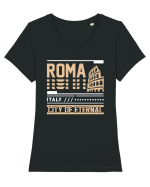Roma Tricou mânecă scurtă guler larg fitted Damă Expresser
