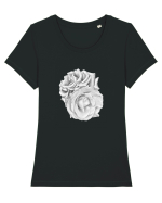 2 trandafiri argintii Tricou mânecă scurtă guler larg fitted Damă Expresser