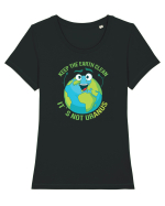 Keep the EARTH clean, it`s not urANUS - Pastreaza Pamantul curat Tricou mânecă scurtă guler larg fitted Damă Expresser