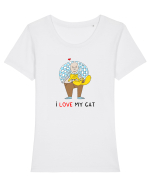 I love my cat Tricou mânecă scurtă guler larg fitted Damă Expresser
