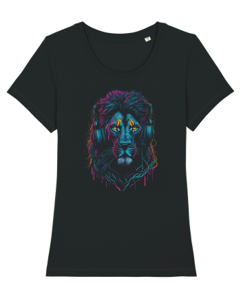 Lion As DJ With Headphones Black