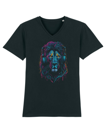 Lion As DJ With Headphones Black
