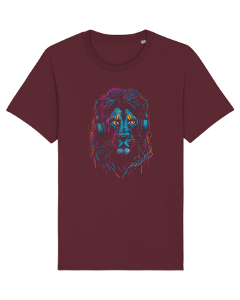 Lion As DJ With Headphones Burgundy