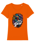 Free spirit - papagal floral Tricou mânecă scurtă guler larg fitted Damă Expresser