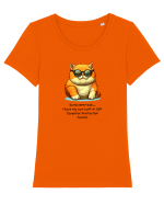 Pisica la plaja  Tricou mânecă scurtă guler larg fitted Damă Expresser