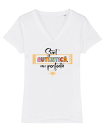 Sunt autentică, nu perfectă - negru Tricou mânecă scurtă guler V Damă Evoker