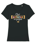 Sunt autentică, nu perfectă - alb Tricou mânecă scurtă guler larg fitted Damă Expresser