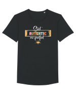Sunt autentic, nu perfect - alb Tricou mânecă scurtă guler larg Bărbat Skater