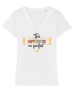Fii autentic, nu perfect - negru Tricou mânecă scurtă guler V Damă Evoker