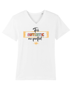 Fii autentic, nu perfect - negru Tricou mânecă scurtă guler V Bărbat Presenter