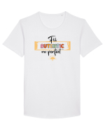 Fii autentic, nu perfect - negru Tricou mânecă scurtă guler larg Bărbat Skater