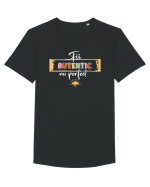 Fii autentic, nu perfect - alb Tricou mânecă scurtă guler larg Bărbat Skater
