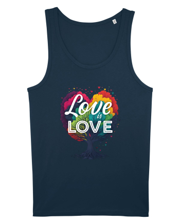 Love is Love LGBTQ pride rainbow tree Navy