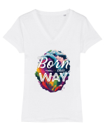 Born this way LGBTQ pride rainbow Tricou mânecă scurtă guler V Damă Evoker