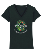Vegan is my love language Tricou mânecă scurtă guler V Damă Evoker
