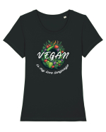 Vegan is my love language Tricou mânecă scurtă guler larg fitted Damă Expresser