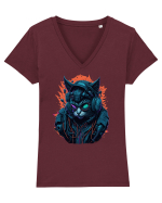Cyborg Cat With Sunglasses for white Tricou mânecă scurtă guler V Damă Evoker