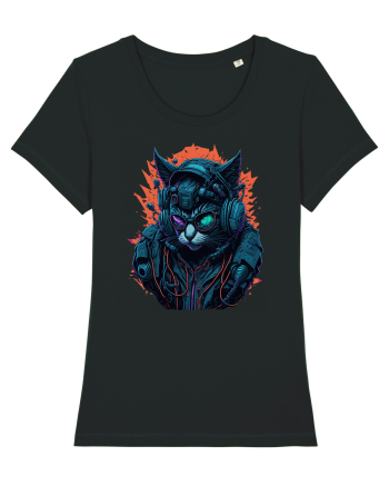 Cyborg Cat With Sunglasses for white Black