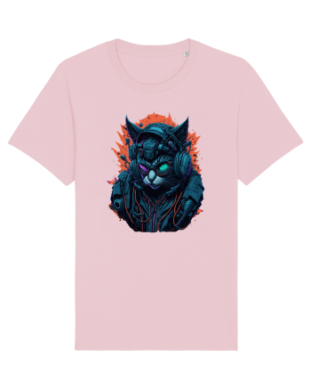 Cyborg Cat With Sunglasses for white Cotton Pink