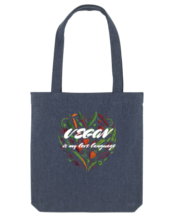 Vegan is my love language - heart Midnight Blue