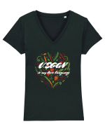 Vegan is my love language - heart Tricou mânecă scurtă guler V Damă Evoker