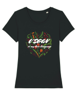 Vegan is my love language - heart Tricou mânecă scurtă guler larg fitted Damă Expresser