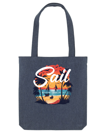 Sail - apus de soare cu palmieri si barci cu panze Midnight Blue