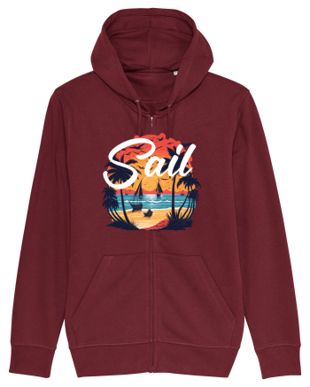 Sail - apus de soare cu palmieri si barci cu panze Burgundy
