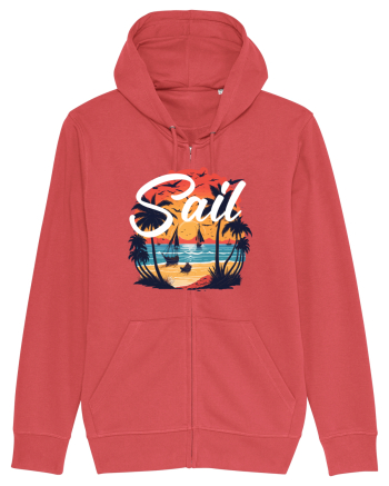 Sail - apus de soare cu palmieri si barci cu panze Carmine Red