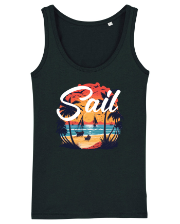 Sail - apus de soare cu palmieri si barci cu panze Black