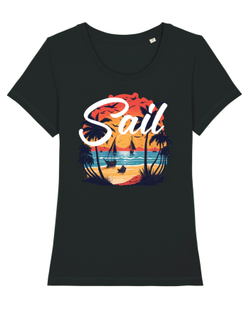 Sail - apus de soare cu palmieri si barci cu panze Black