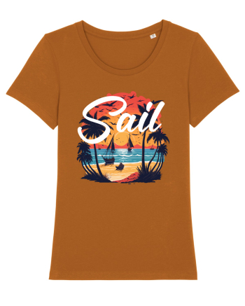 Sail - apus de soare cu palmieri si barci cu panze Roasted Orange