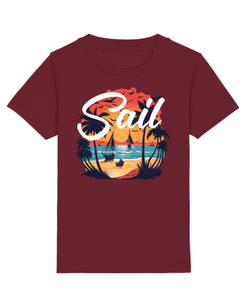 Sail - apus de soare cu palmieri si barci cu panze Burgundy