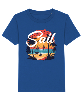 Sail - apus de soare cu palmieri si barci cu panze Majorelle Blue