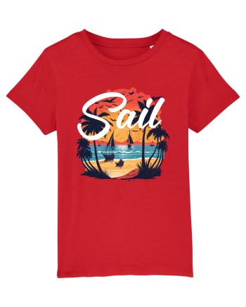 Sail - apus de soare cu palmieri si barci cu panze Red