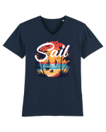 Sail - apus de soare cu palmieri si barci cu panze Tricou mânecă scurtă guler V Bărbat Presenter