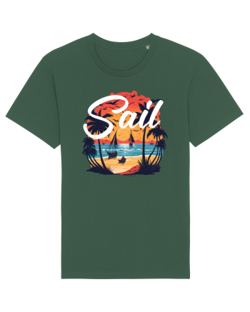 Sail - apus de soare cu palmieri si barci cu panze Bottle Green