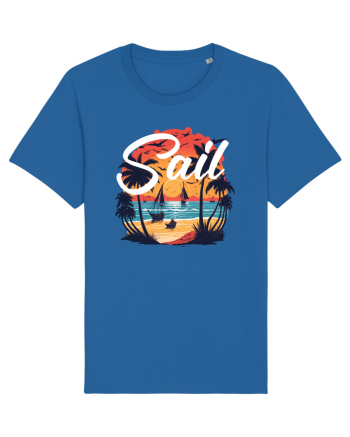 Sail - apus de soare cu palmieri si barci cu panze Royal Blue