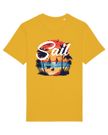 Sail - apus de soare cu palmieri si barci cu panze Spectra Yellow