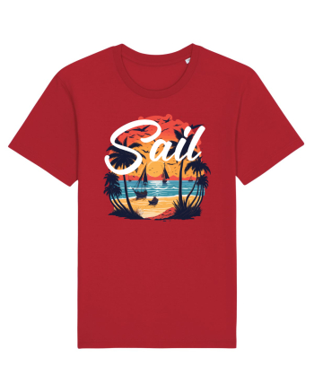 Sail - apus de soare cu palmieri si barci cu panze Red